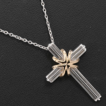 TIFFANY necklace signature cross silver 925 K18 gold &Co. Ladies