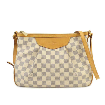 LOUIS VUITTON Damier Azur Siracusa PM Shoulder Bag N41113 Gold Hardware