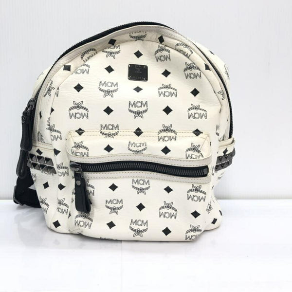 Mcm white cheap mini backpack