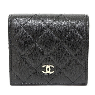 CHANEL Matelasse Small Bifold Wallet Coco Mark Caviar Skin AP3178 Black Light