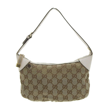 Gucci GG Canvas Shoulder Bag Pouch Brown x White 224093 002058