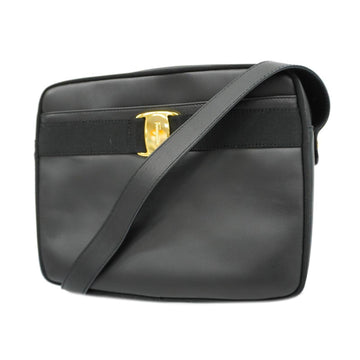 SALVATORE FERRAGAMO Shoulder Bag Vara Leather Black Gold Hardware Women's