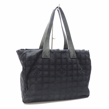 Chanel Tote Bag New Line MM Ladies Black Nylon Leather Hand Cocomark