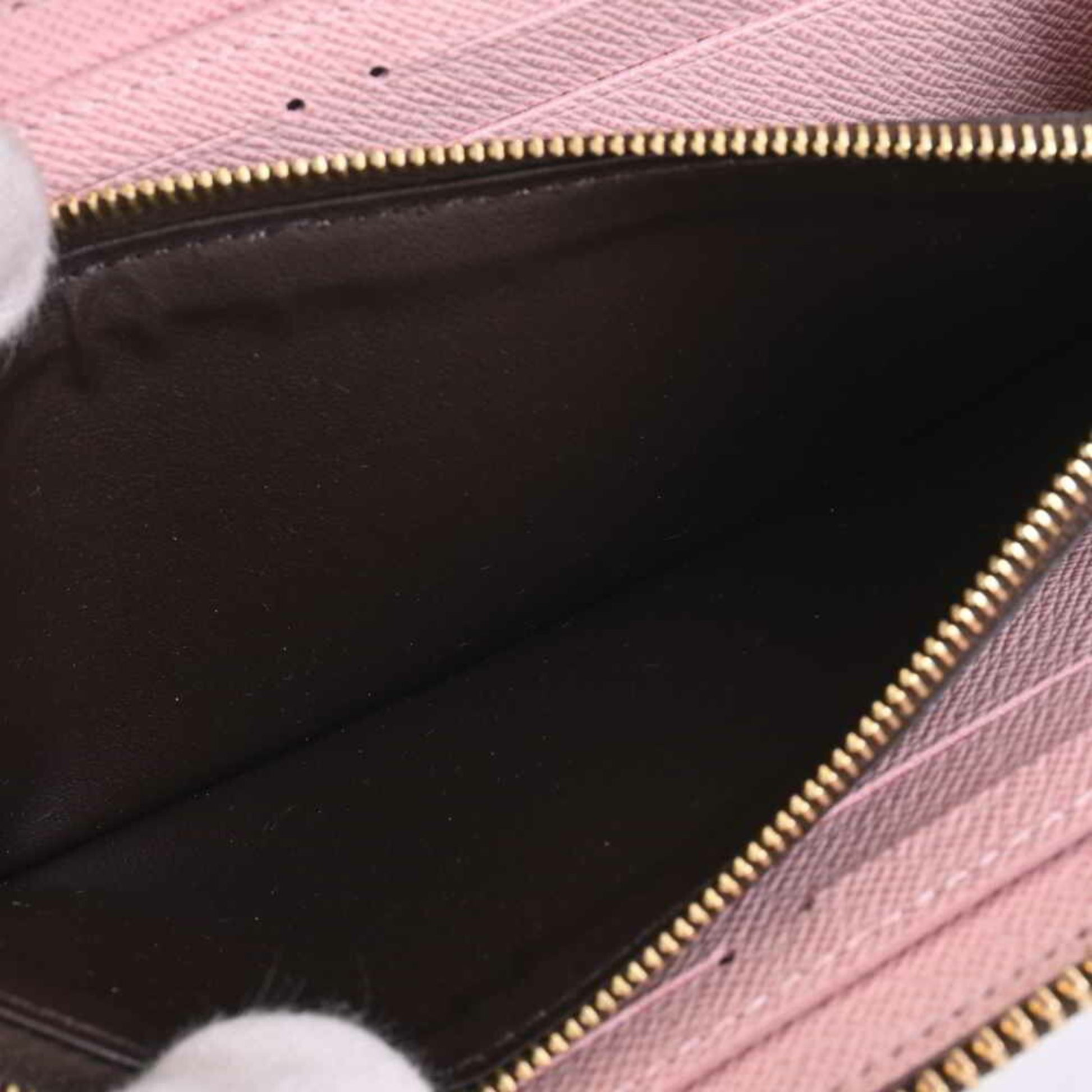 LOUIS VUITTON Louis Vuitton Monogram Portefeuille Clemence Round Long  Wallet M61298 Brown Pink