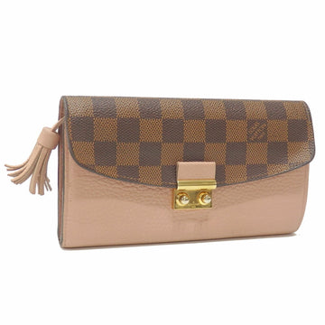 Louis Vuitton Bifold Long Wallet Damier Portefeuille Croisette Women's N60215 Magnolia Ebene Initialed