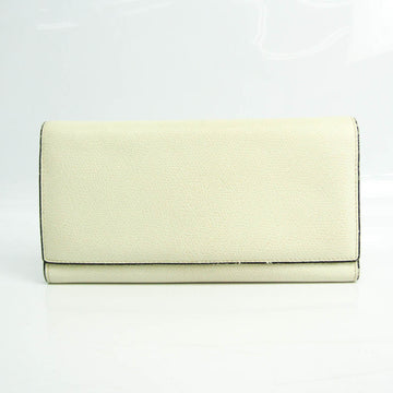 VALEXTRA Unisex Leather Long Wallet [bi-fold] Cream