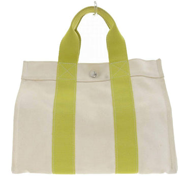 HERMES Bora PM tote bag canvas off-white light green