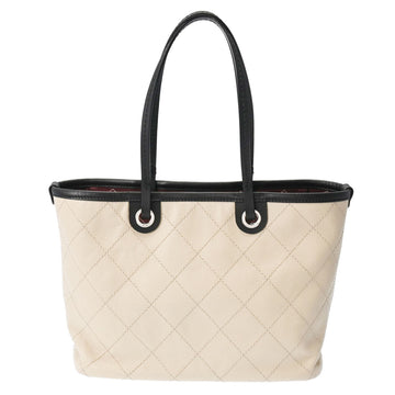 CHANEL Wild Stitch Bicolor Black Beige Women's Caviar Skin Tote Bag