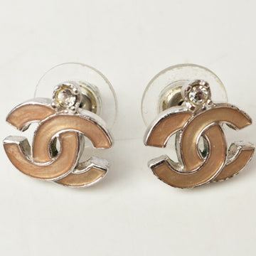 CHANEL earrings  CC mark rhinestone pink beige / silver