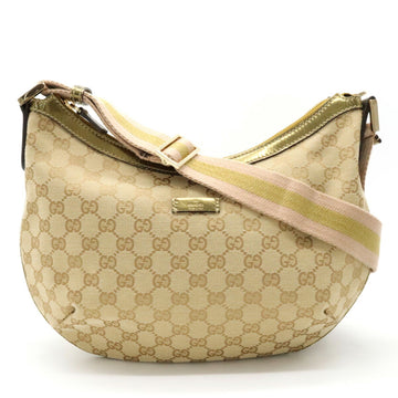 GUCCI GG canvas shoulder bag leather beige pink gold 181092