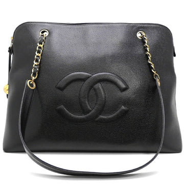 CHANEL caviar skin chain ladies tote bag black