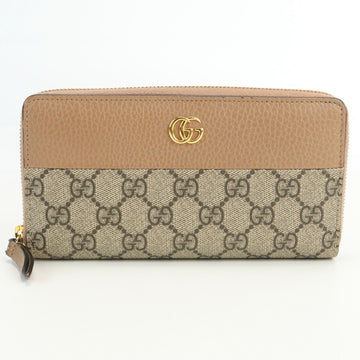 GUCCI Zip Around Double G 456117 Long Wallet Round GG Supreme Canvas Women's