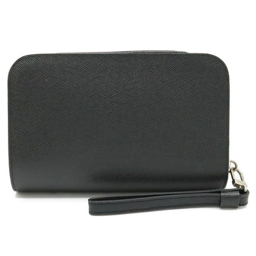 LOUIS VUITTON Taiga Baikal Second Bag Clutch Handbag Ardoise Black Solid M30182