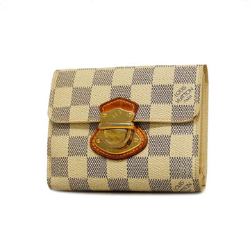 LOUIS VUITTON Trifold Wallet Damier Azur Portefeuille Joy N60030 White Ladies