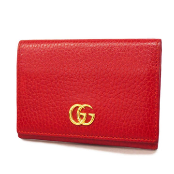 GUCCI Business Card Holder GG Marmont 474748 Leather Red Ladies