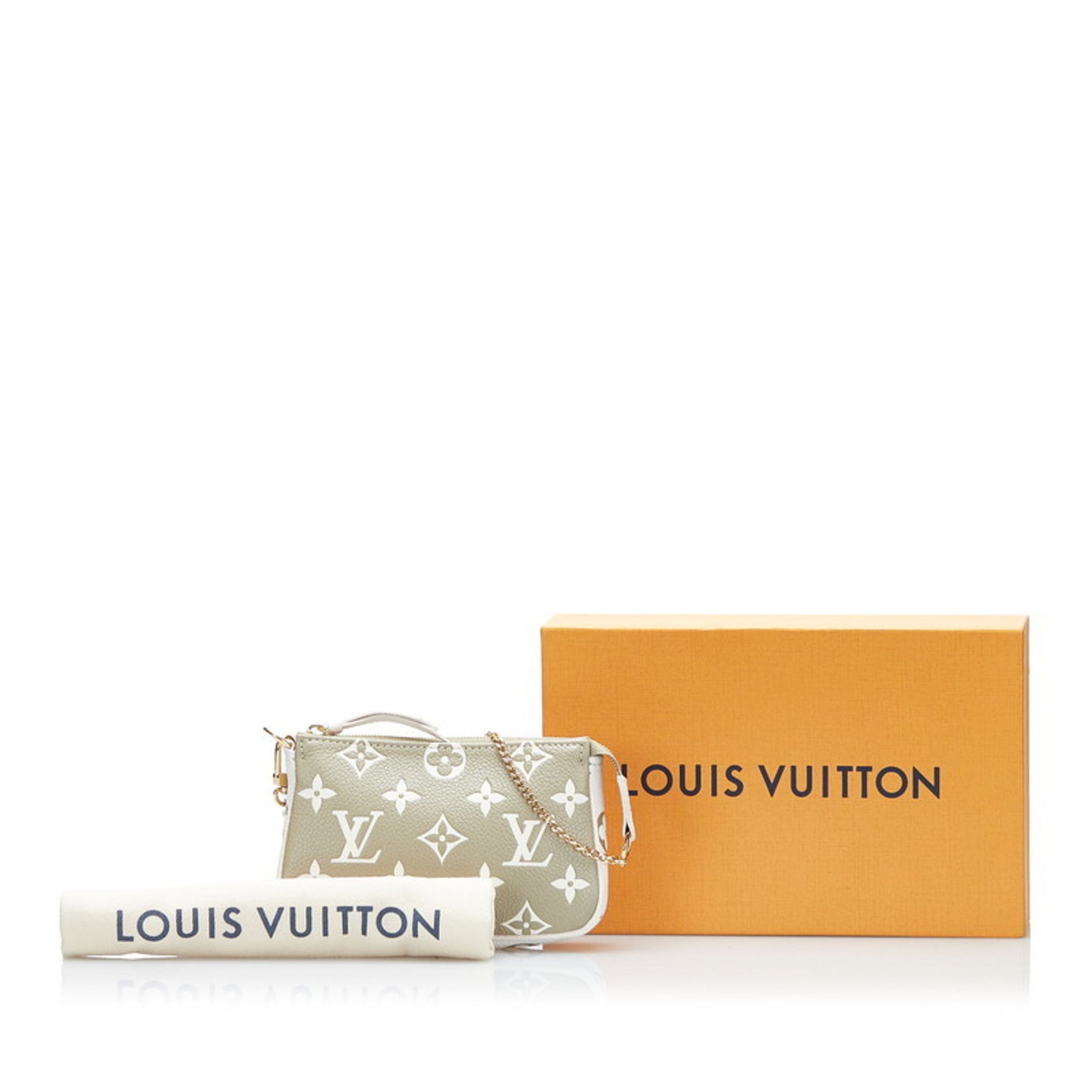 Louis Vuitton, Bags, Louis Vuitton Monogram Emplant Mini Pochette  Accessoire Handbag M8284 Khaki Bei