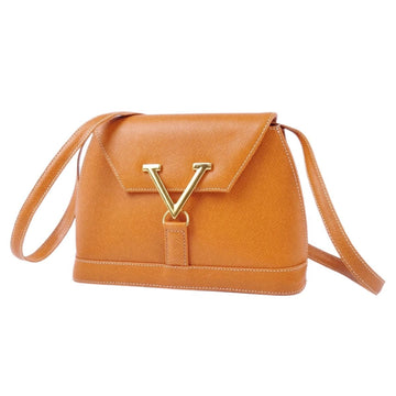 Valentino LES SACS bag mini shoulder V metal fittings calf leather ladies brown
