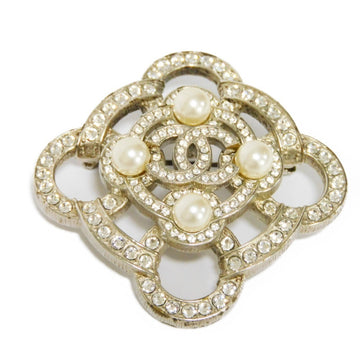 CHANEL Brooch Crystal Flower Coco Mark A16B Costume Pearl Strass CC Ladies Accessories Jewelry