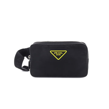 PRADA waist pouch body bag nylon saffiano leather black yellow 2VL977 silver metal fittings Body Bag