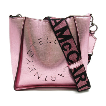 STELLA MCCARTNEY Logomania Shoulder Bag Pink metallic leather