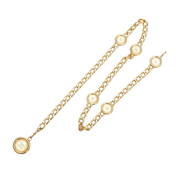 CHANEL coco mark medallion chain belt gold plated ladies