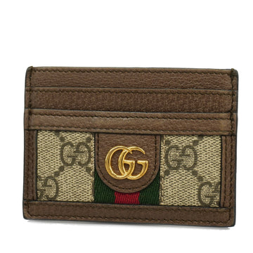 GUCCIAuth  Ophidia Card Case Gold Hardware 523159 GG Supreme Card Case Brown