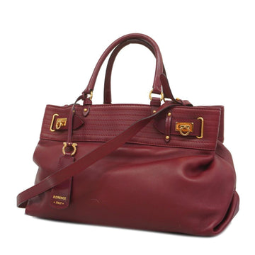 SALVATORE FERRAGAMO Handbag Gancini Leather Bordeaux Gold Hardware Women's