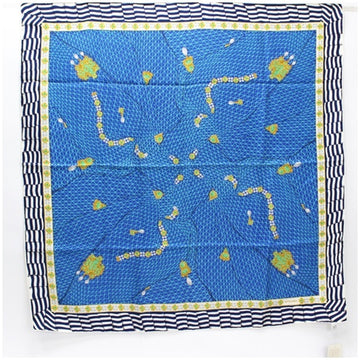 BOTTEGA VENETA Silk Scarf Muffler Pattern Blue  | Ladies' Ki