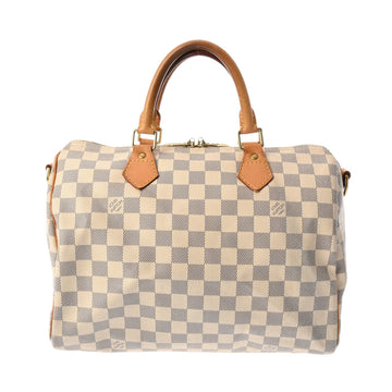 LOUIS VUITTON Damier Azur Speedy Bandouliere 30 White N41001 Women's Handbag