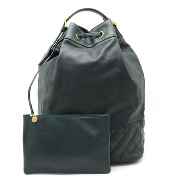 CHANEL Matelasse Bag Rucksack Backpack Caviar Skin Leather Dark Green