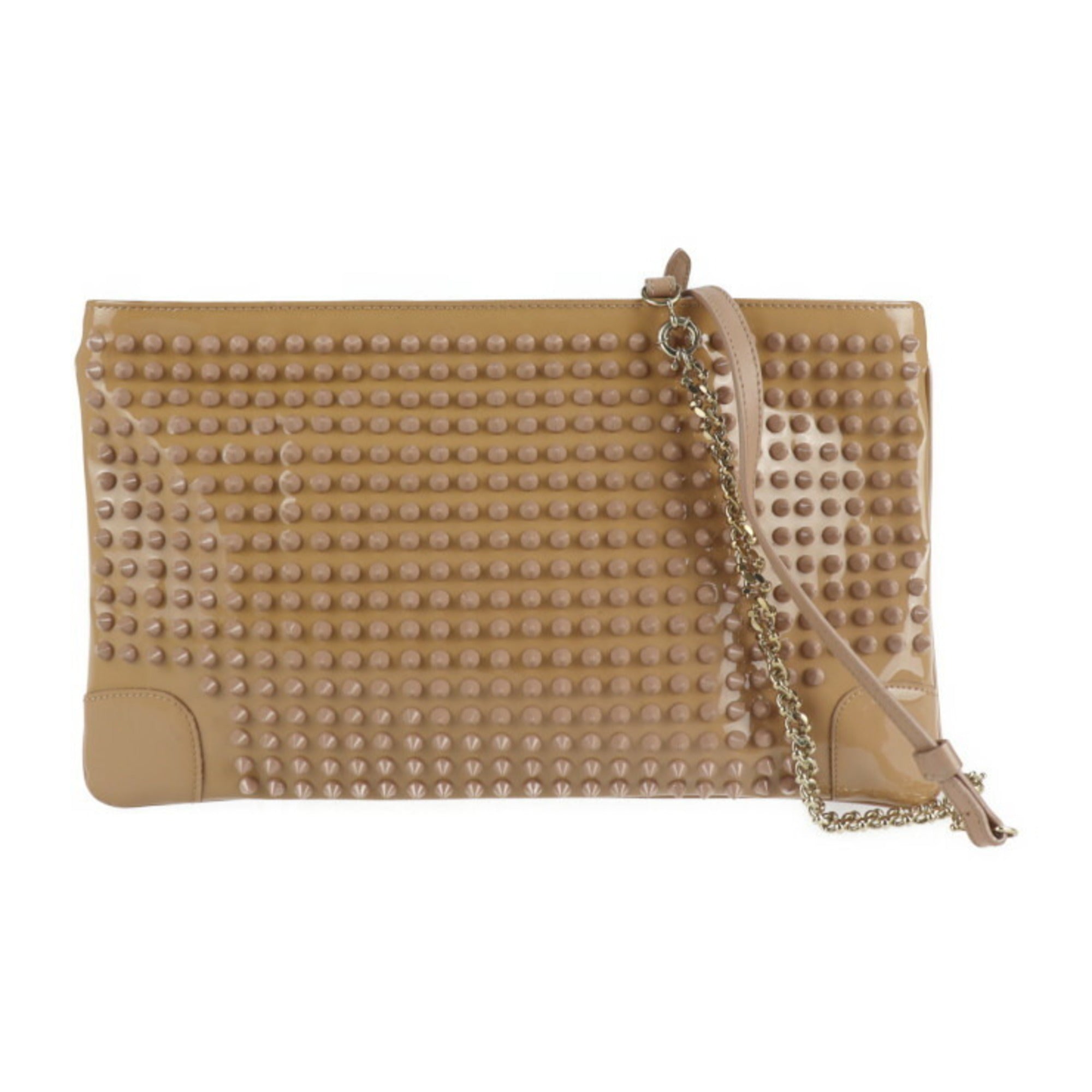 Beige patent sale clutch bag