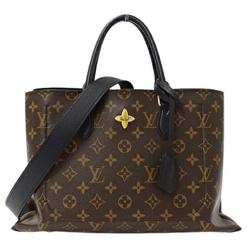 LOUIS VUITTON Monogram Women's Handbag Shoulder Bag 2way Flower Tote Noir M43550 Brown Black