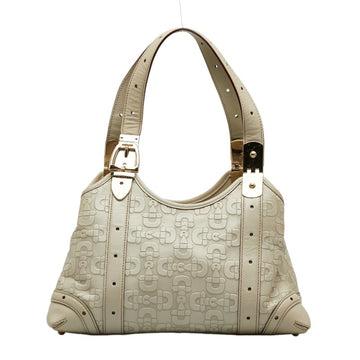 GUCCI Horsebit Handbag Tote Bag 145761 White Leather Ladies