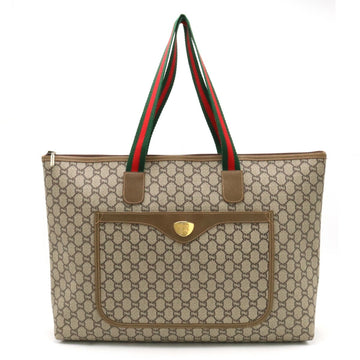 GUCCI Old Plus Sherry Line GG Tote Bag Shoulder PVC Beige Khaki Brown