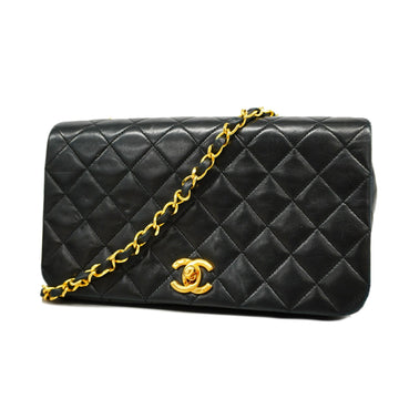 Chanel Matelasse Single Chain Women's Leather Shoulder Bag Black