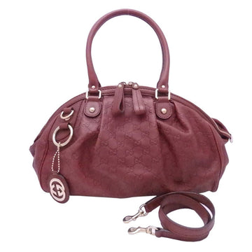 Gucci 2Way Bag Shima Red Brown Leather x Gold Hardware Handbag Shoulder Women's 223974