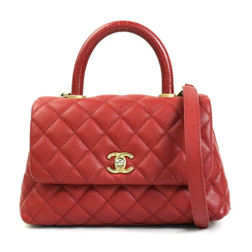 CHANEL Handbag Shoulder Bag Coco Handle XS Caviar Skin Leather Red Ladies A92990