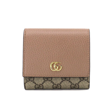 GUCCI GG Marmont Bifold Wallet Supreme Leather Dusty Pink Beige 598587 Gold Hardware