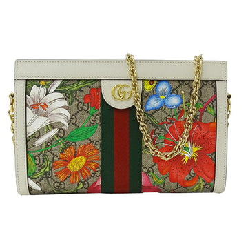 GUCCI Bag Women's Ophidia Shoulder GG Flora Ivory 503877 Flower Chain