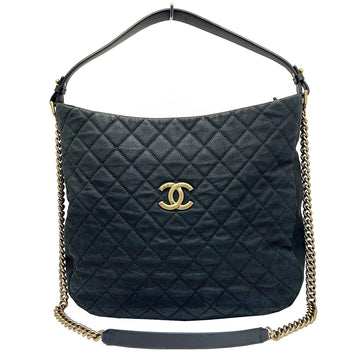 Chanel Coco Mark Chain Shoulder Handbag Soft Caviar Skin Black Gold Metal Fittings 17th Series Women's Men's