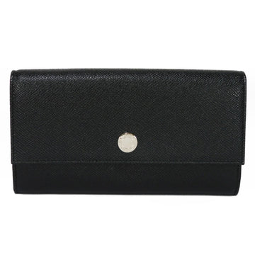 BVLGARI Long Wallet Classico Large Bifold Continental Logo Button Black 27749 Men's Women's