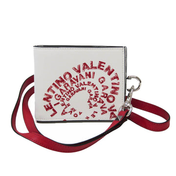 VALENTINO GARAVANI Garavani WY2P0342TSZ Women's Leather Chain/Shoulder Wallet Red Color,White