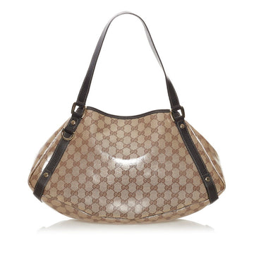 Gucci GG Crystal Handbag 293578 Beige Brown PVC Leather Ladies GUCCI