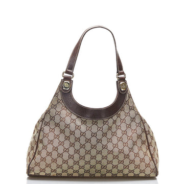 Gucci GG Canvas One Shoulder Bag Handbag 154982 Brown Leather Ladies GUCCI