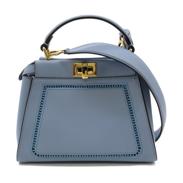 FENDI Mini Peekab Shoulder Bag Blue leather 8BN244