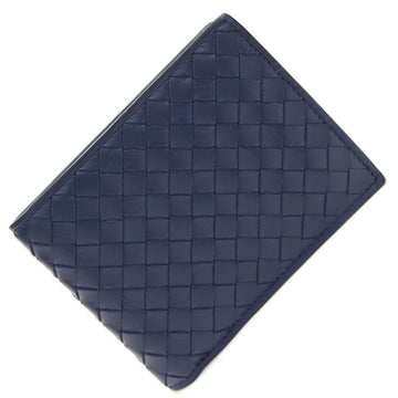 Bottega Veneta Bi-Fold Wallet Intrecciato 522272 Navy Blue Leather Men's