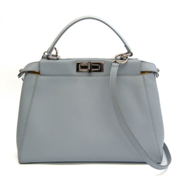 FENDI Peekaboo 8BN226 Women's Leather Handbag,Shoulder Bag Light Blue