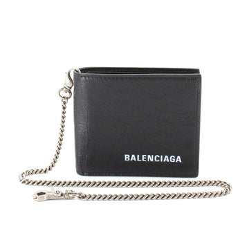 BALENCIAGA Chain Wallet Bifold Leather Black 504934