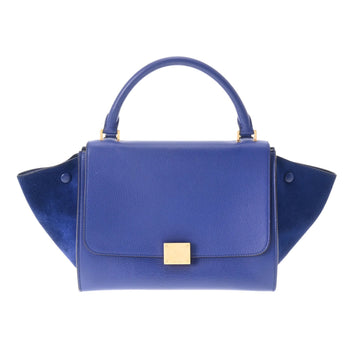 CELINE Trapeze Medium Blue Women's Leather Suede Handbag