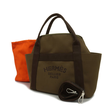 HERMESAuth  2way Bag Sacked Panther Jugroom X Stamp Women's Canvas Khaki,Orange